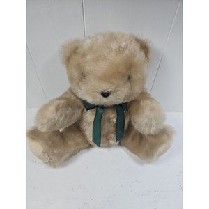 Vtg Holiday Schmidt Cannon Plush Teddy Bear Tan Cream Green Bow 1997